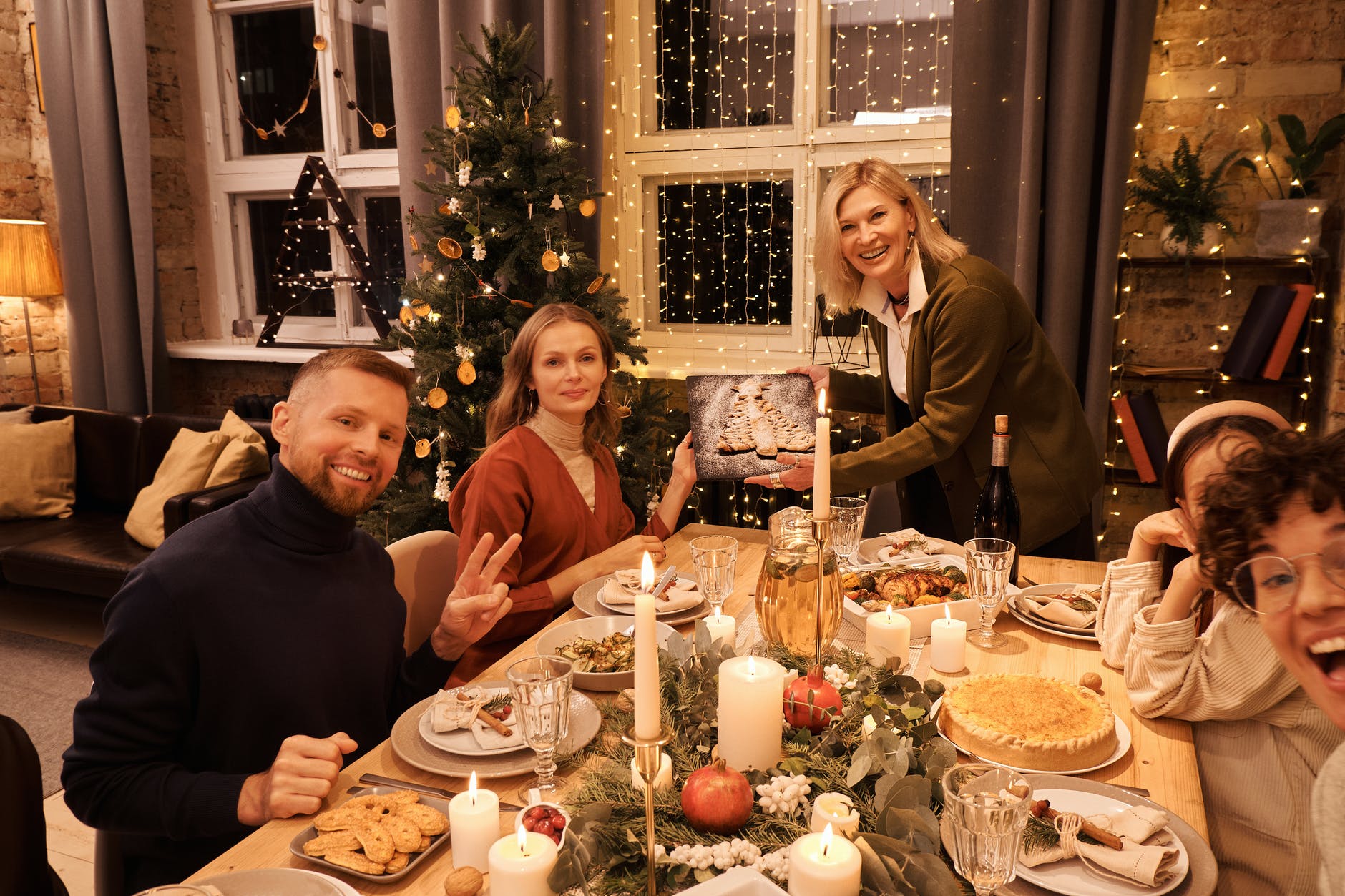 family having a christmas dinner together
